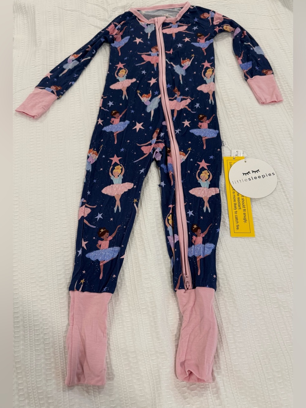 little sleepies Navy & Pink “Ballerina Star Zippy” Kids One-Piece Pajamas - 2T